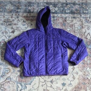 Vintage y2k Nike Reversible Hooded Quilted Puffer Jacket  Black Purple Sz LG